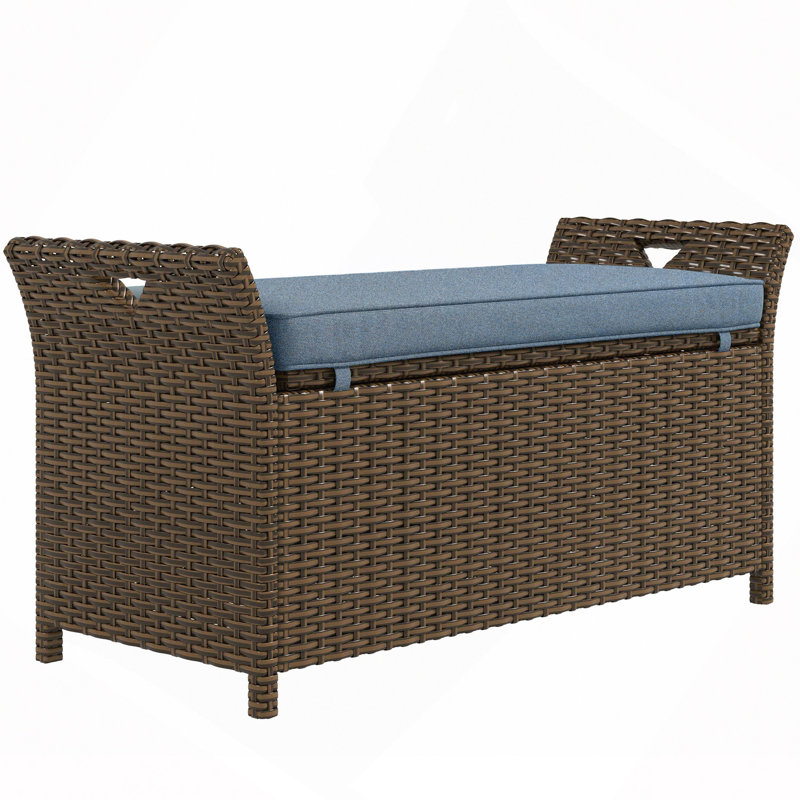 Banc de rangement pour patio, mobilier d'extérieur, Bleu