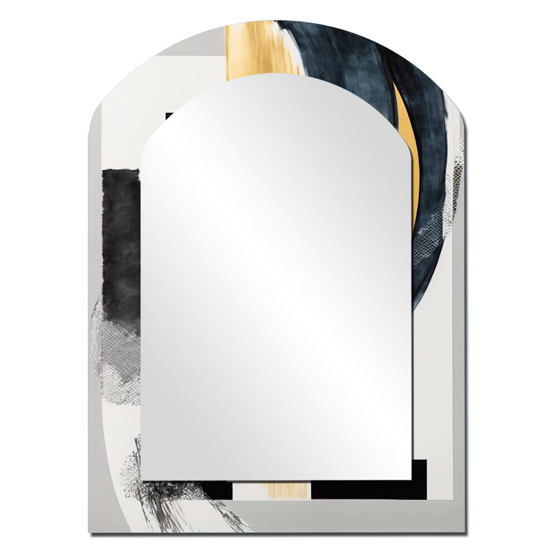 Glam Art Deco Abstract I - miroir mural décoratif asymétrique abstrait, 34 po x 25 po