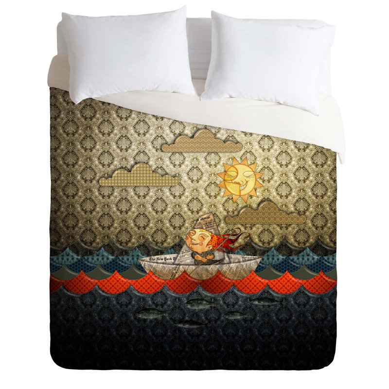 Ensemble de housse de couette paper bateau, Housse de couette pour grand lit et 2 taies décor