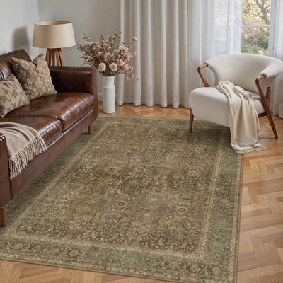 Tapis oriental lavable rétro avec envers antidérapant
