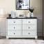 Commode moderne à 6 chambres - blanc avec coffre de rangement en bois, design élégant et assemblage facile