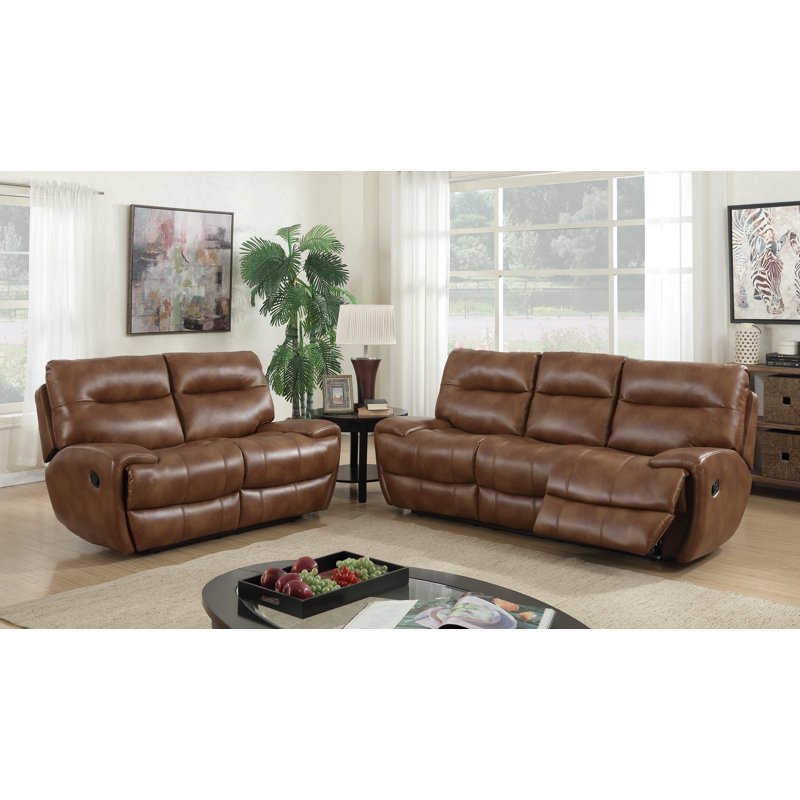 Faux Leather Reclining Sofa, Brown