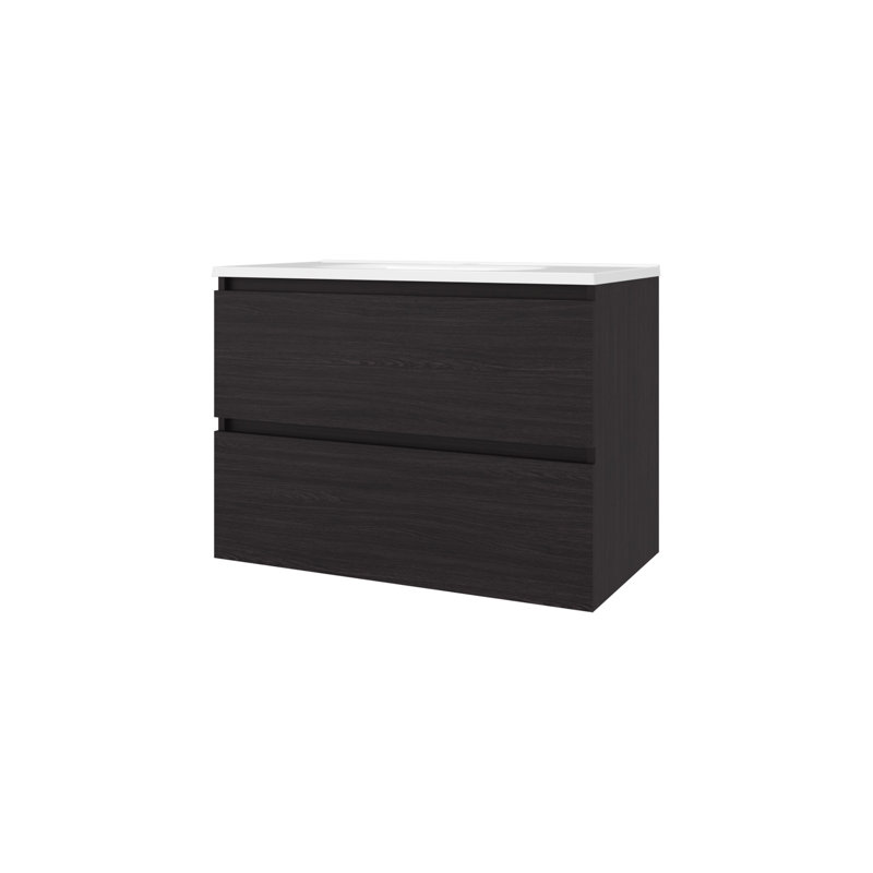Meuble-lavabo flottant avec lavabo et deux tiroirs, 23,3 po de hauteur, 31,5 de largeur, 17,7 de profondeur, panneau de particules polyvalent