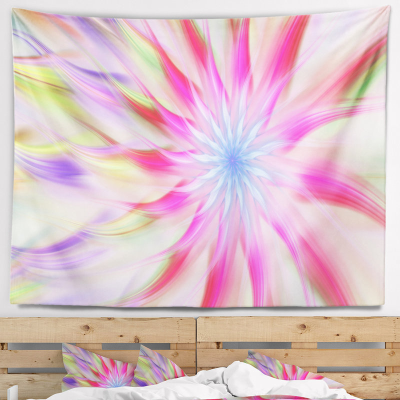 Tapisserie floral rose de fleurs exotiques, H 68 po x l 80 po