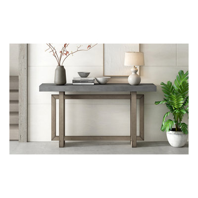59.1'' Painted Entryway Table With Pine Veneer,Unique Triple Rectangle Design Console Table With Thick Pine Wood Legs,Extra Long Sofa Table Versatile For Hallway, Living Room,Kitchen