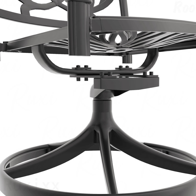 Ensemble de salle à manger 5 pièces en fonte d'aluminium toutes saisons comprenant 4 chaises pivotantes et une table rectangulaire avec cadre noir