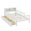 Structure de lit simple en bois avec deux tiroirs de rangement sous le lit et une barrière de sécurité à trois côtés-82006382