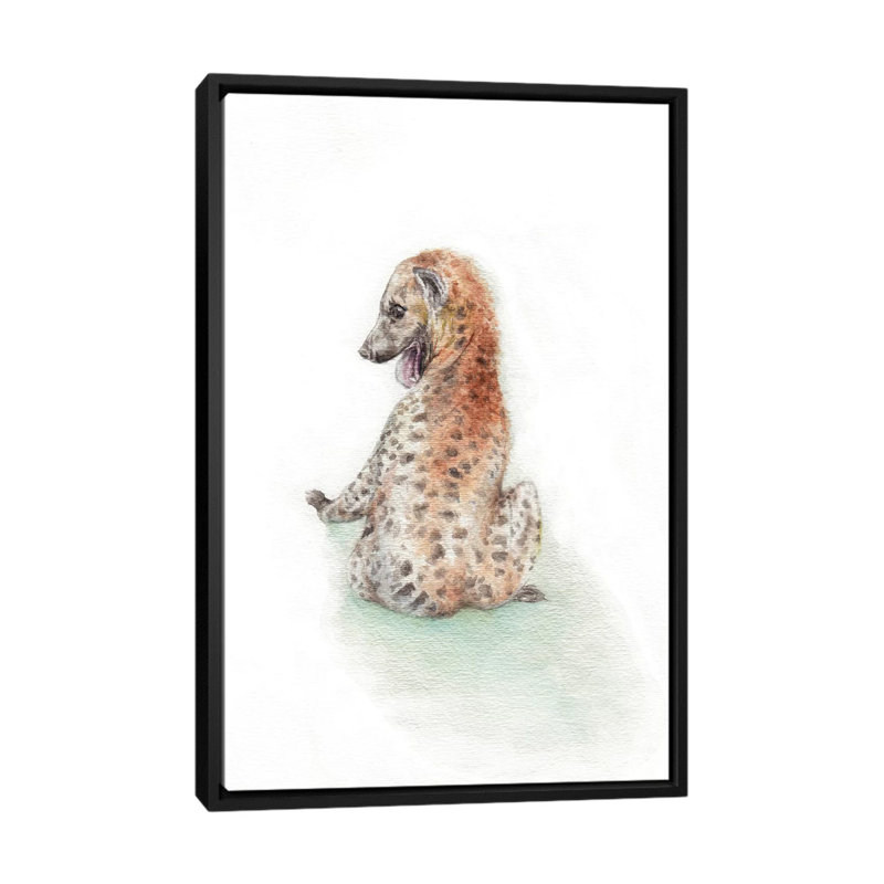 « ludique hyena », reproduction sur toile tendue, H 26 po x l 18 po x P 1,5 po, Toile encadrée noire, Pas de tapis