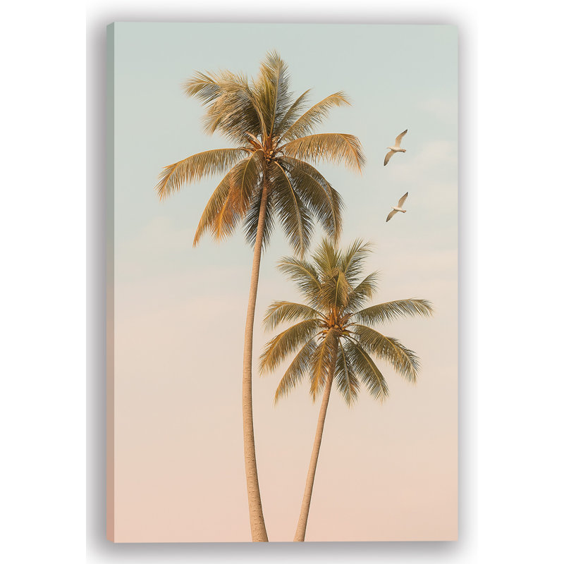 Toile dorée - palmier tropical minimaliste, H 40 po x l 30 po
