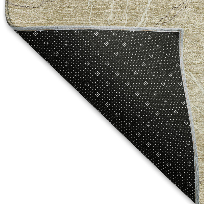 Tapis beige Prisco lavable à la machine de qualité supérieure, Rectangle 10 pi x 14 pi