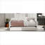 Lit plateforme simple Clean Silhouette, chambre d'amis, petit espace, beige rembourré simple TG avec éclairage DEL et lit gigogne