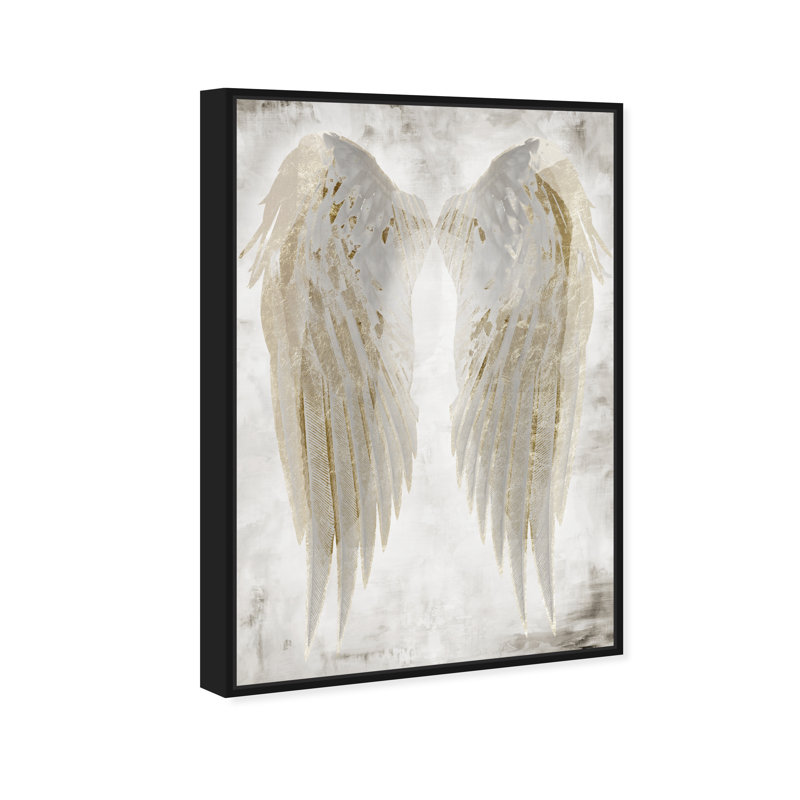 Wings of Angel Beige - Impression sur toile, H 54 po x l 36 po, Toile encadrée, Noir