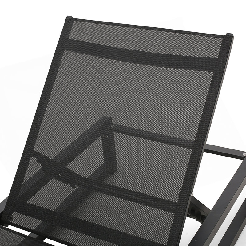 Ensemble de chaise longue d'extérieur réglable classique avec filet respirant et structure en aluminium robuste pour un confort ultime