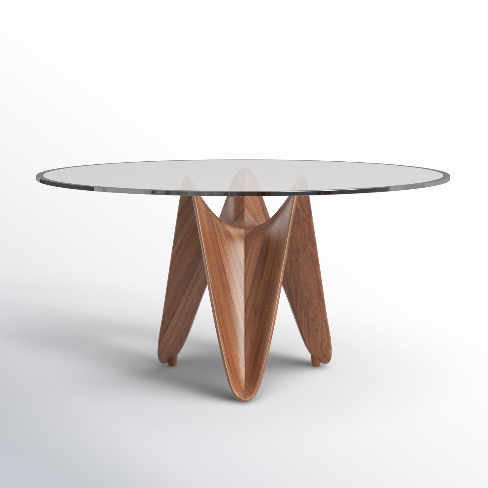 AllModern Amina Round Glass Walnut Dining Table Reviews