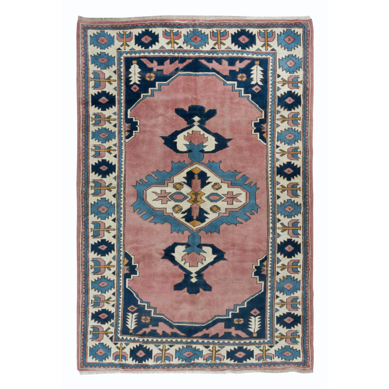 Tapis décoratif turc, tapis à motif de médaillon noué à la main, 100% laine