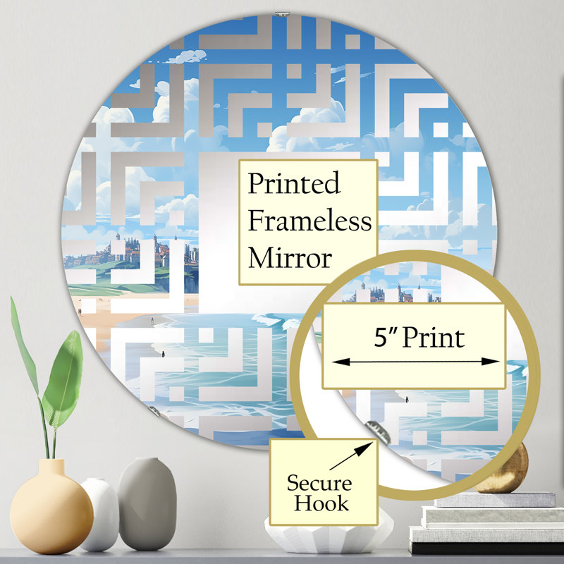 Miroir décoratif Maze French Beaches II - Maze, 23,6 po x 23,6 po
