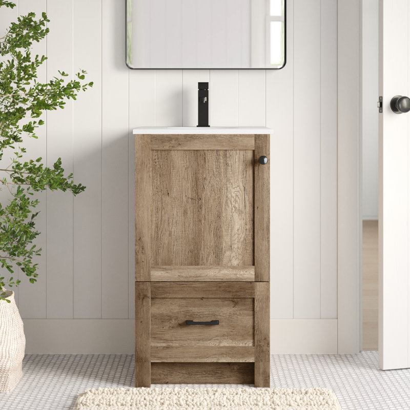 Ensemble de meuble-lavabo simple 19 po Soma, Chêne naturel, Blanc