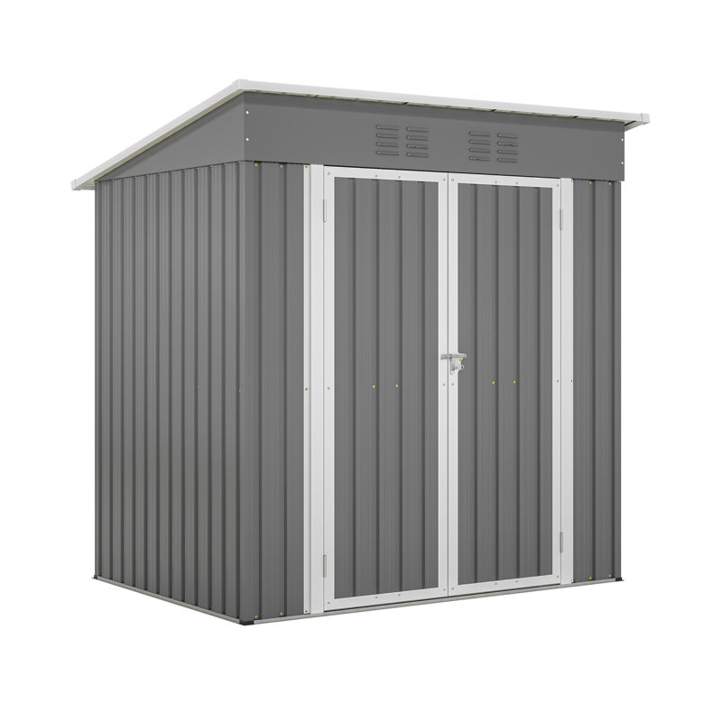 6 ft x 4 ft Gray Galvanized Steel Outdoor Storage Shed