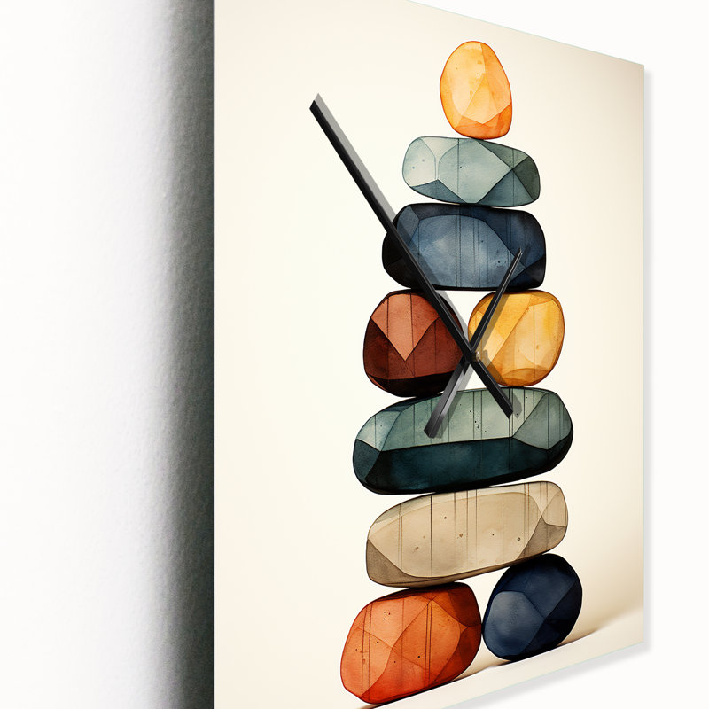 Finding Balance Rock Balancing Cairn Sculpture - Spiritual Stone Wall Clock Oversized, Small