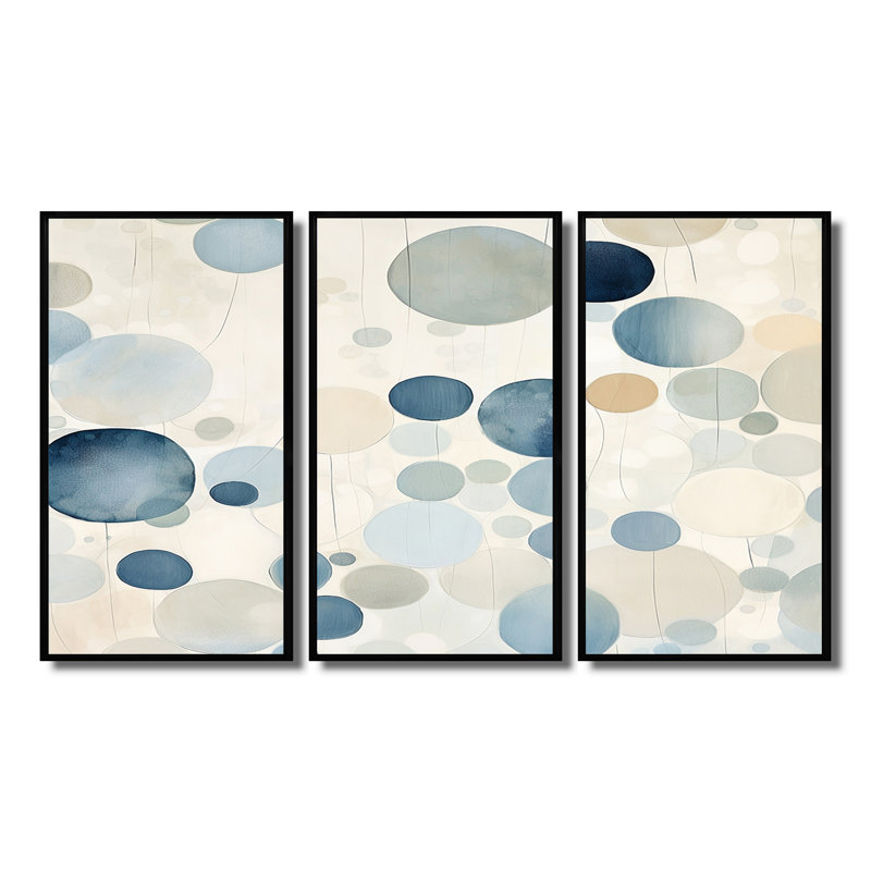 Craighan - ensemble d'art mural imprimé abstrait, Cadre flottant noir, H 40 po x l 60 po x P 1 po