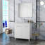 Meuble-lavabo de 32 po avec lavabo et miroir, portes doubles avec charnières à fermeture douce, armoire de salle de bain avec tablette ajustable, poignée en métal, lavabo en céramique, pieds argent réglables-1429684477