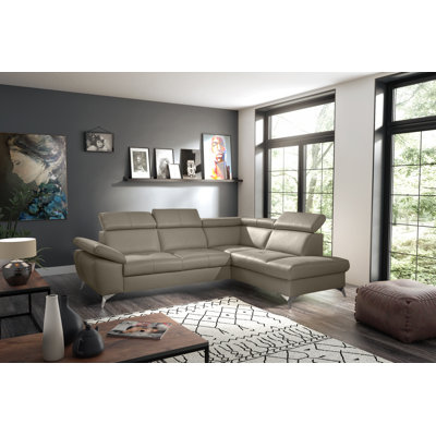 Niagara Genuine Leather Sleeper Corner Sofa with Storage, Adjustable Headrests & Adjustable Armrest