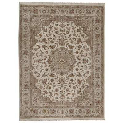 Tapis ivoire noué à la main de haute qualité