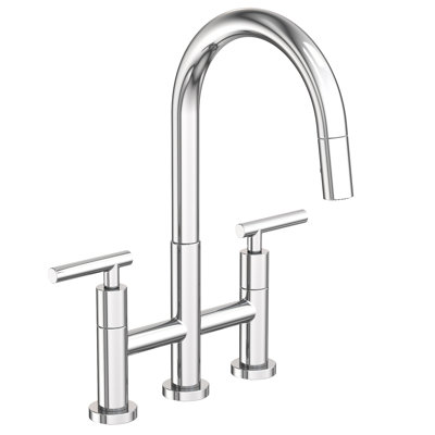East Linear Pull Down Kitchen Bridge Faucet