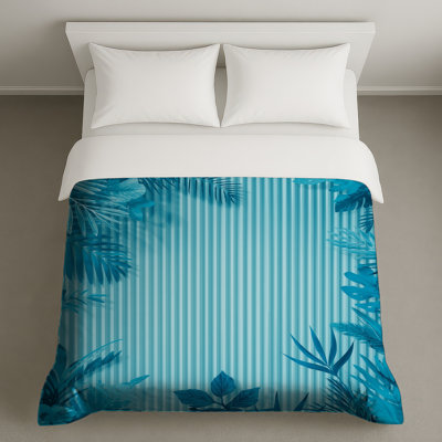 Housses de couette bleues à feuillage tropical