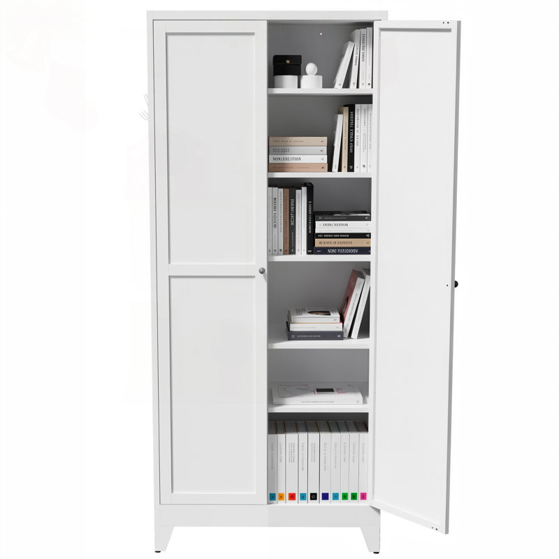 Garde-manger 75 po en métal avec tablettes de 180 lb, Blanc, Noir