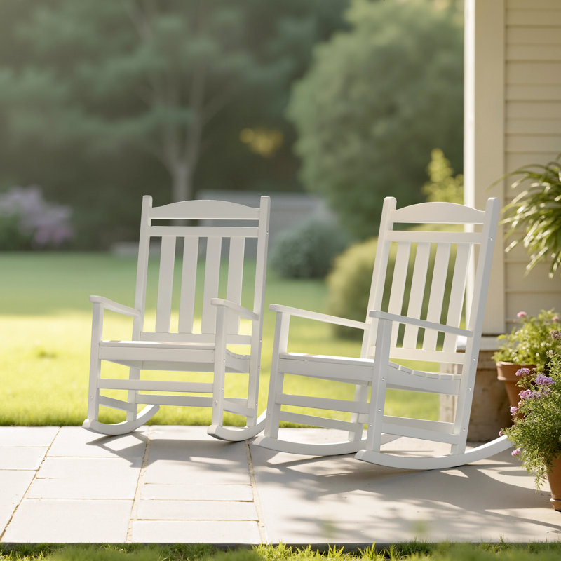 Aulika Outdoor HDPE Patio Rocking Chairs, White