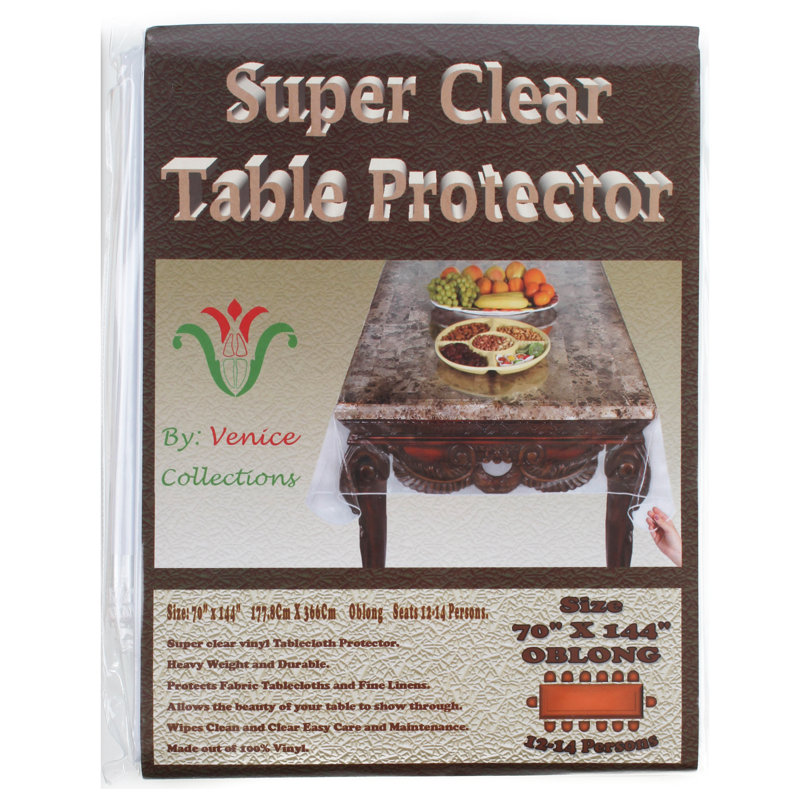 Clear Vinyl Table Protector, 144" L x 70" W Rectangle