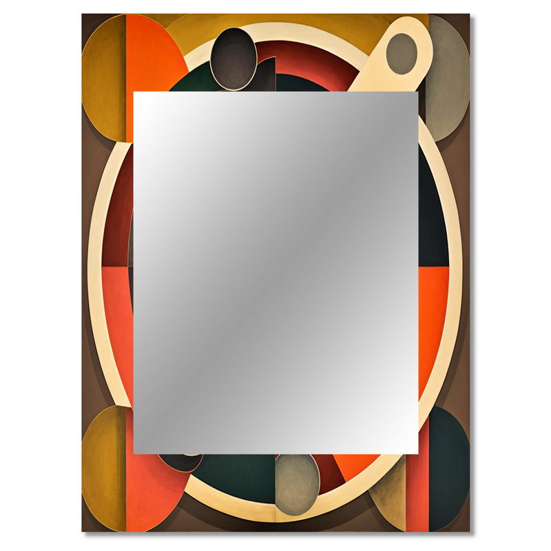 Mid-Century rétro circulaire Visions - miroir moderne Mid-Century, miroir mural moderne unique, art imprimé en métal