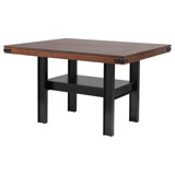 Patter Counter Height Dining Table, Shelf, 60 Inch Black Brown Wood
