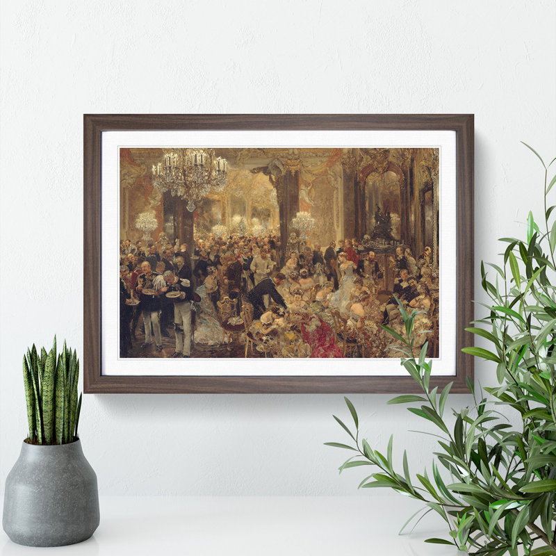Dinner at the Ball by Adolph Menzel - Picture Frame Painting, Walnut Framed, 36cm H x 48cm W x 2cm D
