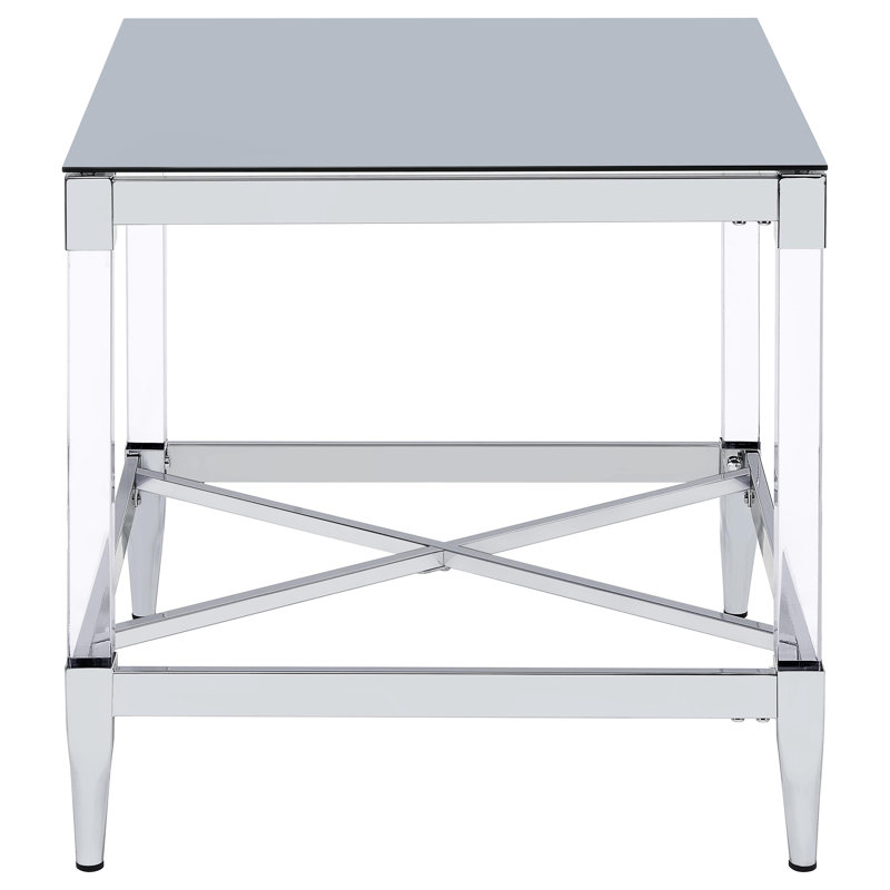 Lindley Square Coffee And End Table Set Chrome, 3 Pieces: 2 End Tables, Coffee Table