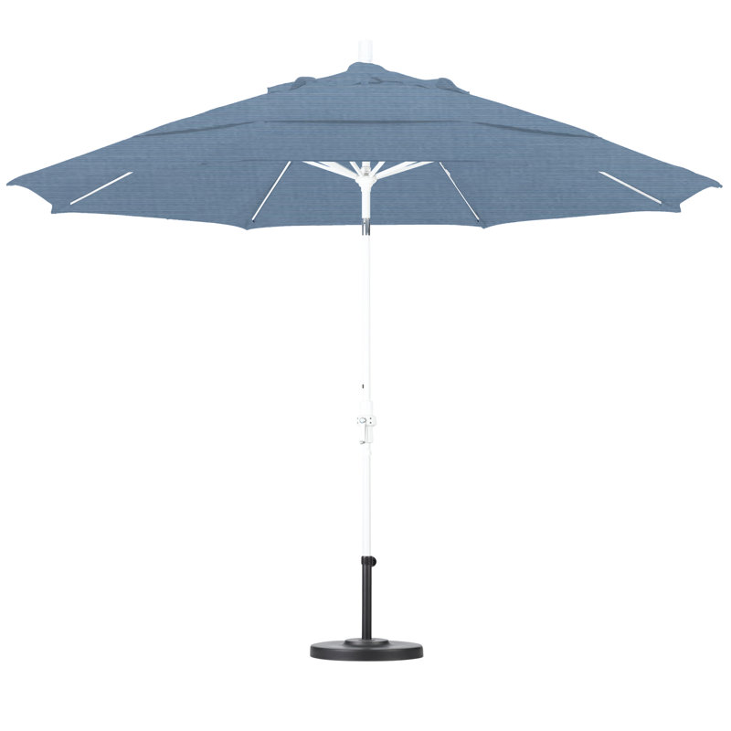 Parasol de marché 11 pi Brent, Toile toile Sunbrella® bleu ciel, H 110,5 po x l 132 po x P 132 po, Gris martelé