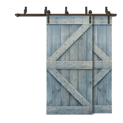 84'' Solid Wood Paneled Painted without Installation Hardware Kit Barn Door
