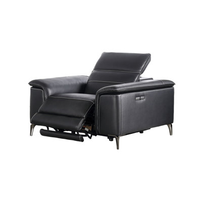 41.4" W Contemporary Power Recliner, Black