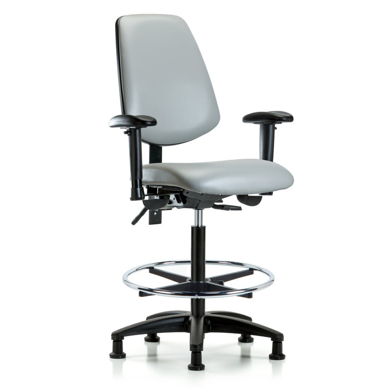 Beckett Vinyl Drafting Chair, Dove, Glides, Not Included