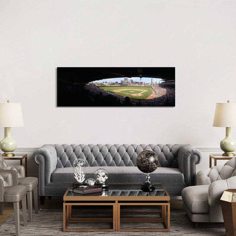 High Angle View Of A Baseball Stadium, Wrigley Field, Chicago, Illinois, USA - Wrapped Canvas Panoramic Print