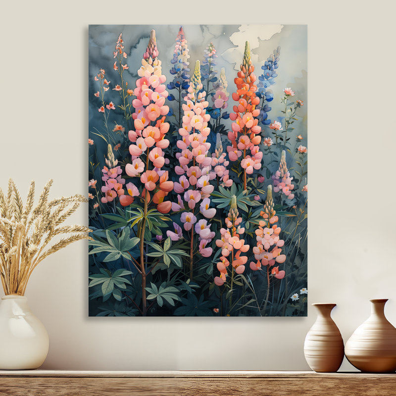 Lupin Flower Summer Garden - Lupin, art mural, Métal métal, H 32 po x l 16 po x P 1 po