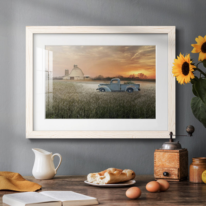 " Evening Farm ", 14" H x 20" W x 1.5" D, White