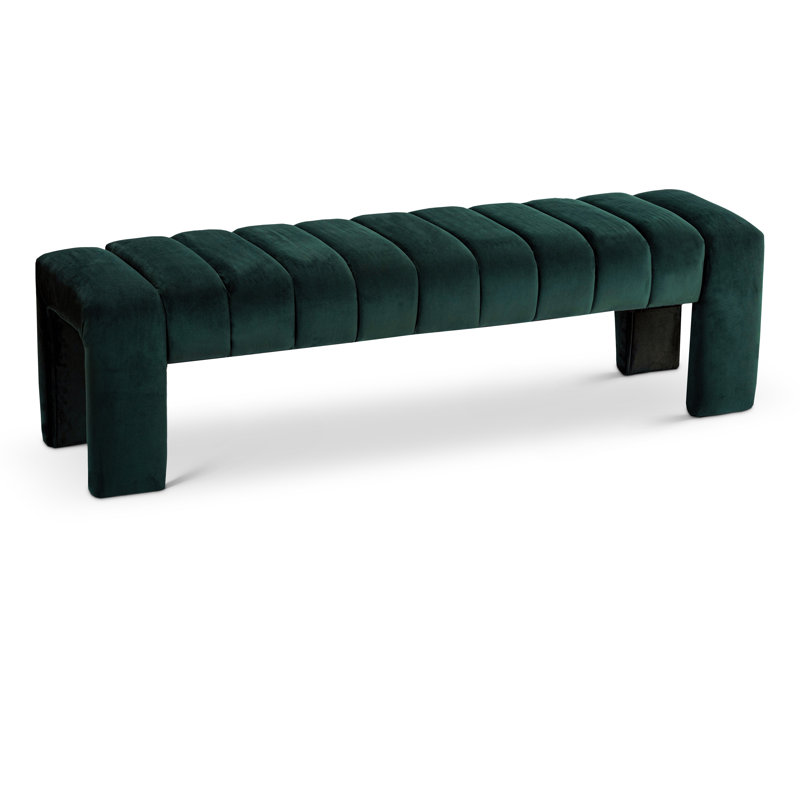 Velvet Upholstered Bench, Green Velvet