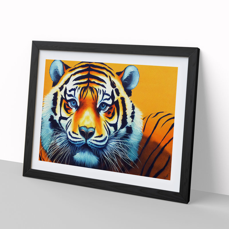Tiger Portrait Vol.3 - Single Picture Frame Print, 25cm H x 34cm W x 2cm D, Black
