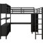Metal Loft Bed With Wardrobe And Desk, Black Full Size, Storage For Teens Adults Size Storage, Black, Heavy Duty Desk-977615562