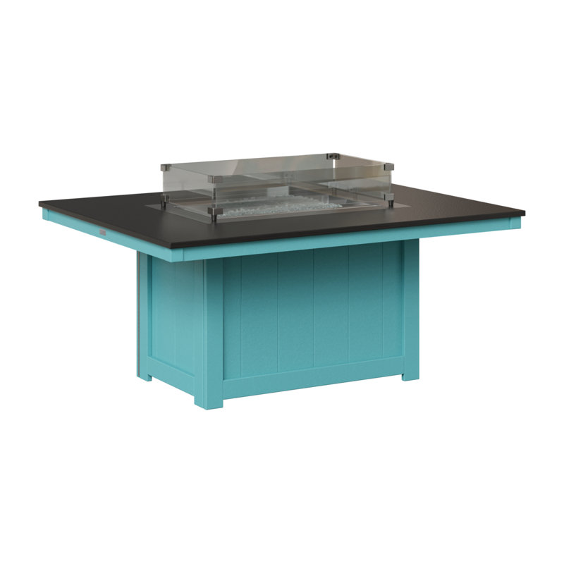 Foyer de table rectangulaire Berlin Gardens Donoma, Plateau martelé noir avec base bleu Aruba