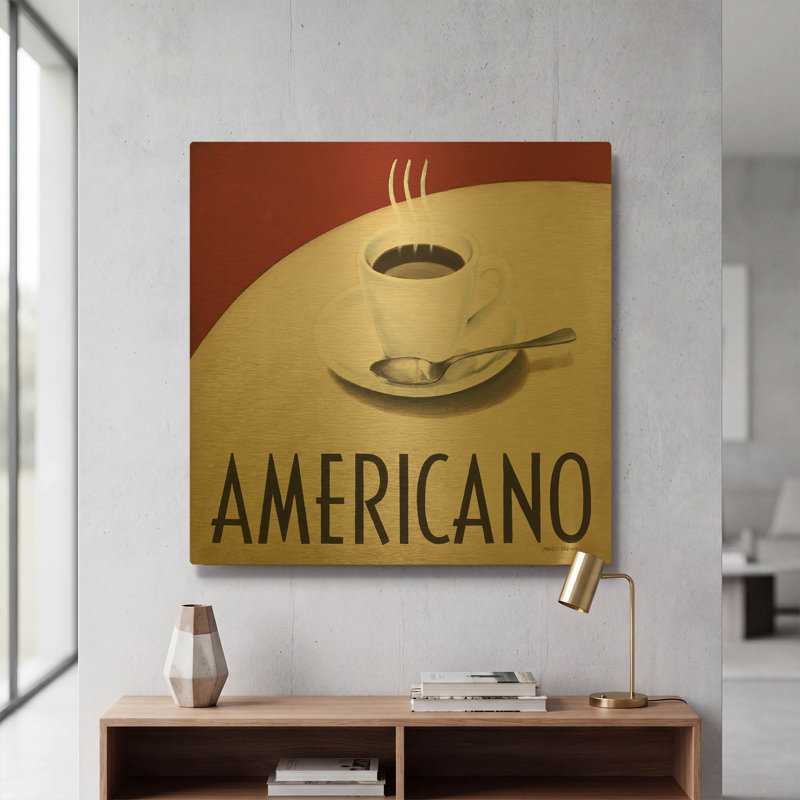  «Cafe Moderne 3» par Marco Fabiano, art mural en métal doré, 24 po x 24 po, 24"x24"