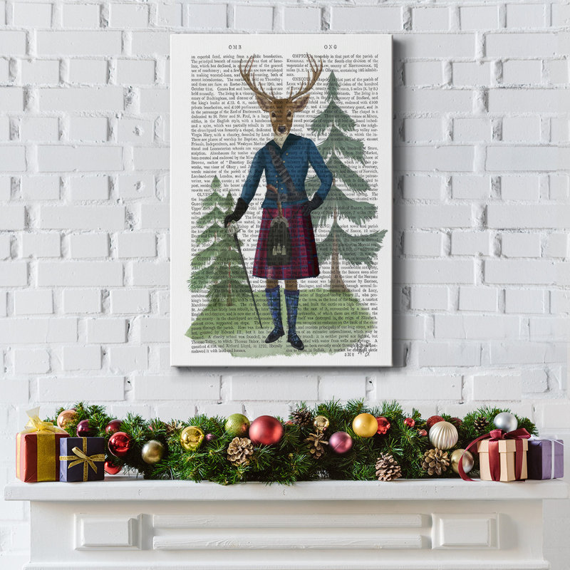 «Scottish Deer Laird Tam OShunter», reproduction d'art sur toile tendue, H 12 po x l 8 po x P 1,5 po