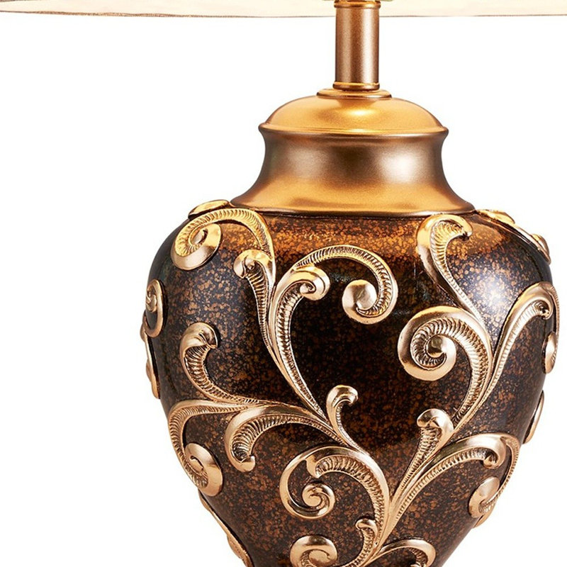 Resin Table Lamp, Gold/Beige